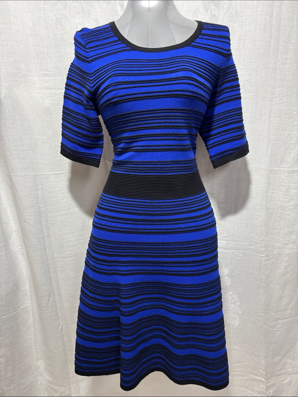 Taylor Blue and Black Striped Dress
